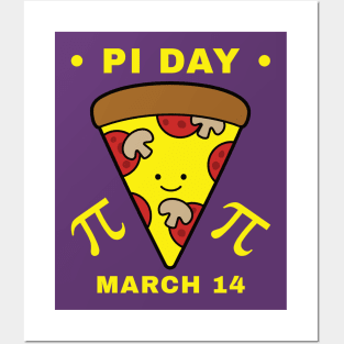 Pi Day March 14 Kawaii Pizza Slice Posters and Art